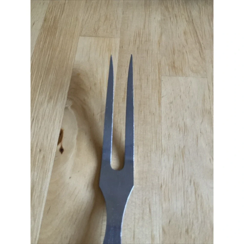 Vintage Kitchen Delite Stainless‎ Steel Carving Fork Wood Handle Japan